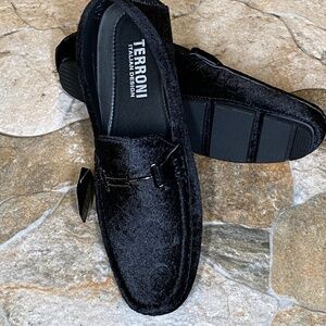 Terroni Black Men's Slip-On Loafer Shoe-Fashionable-Italian Design